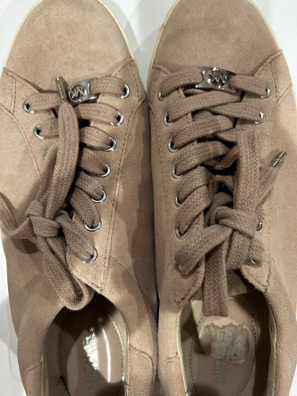 Michael Kors Taupe Suede Lace-Up Sneakers with MK Logo